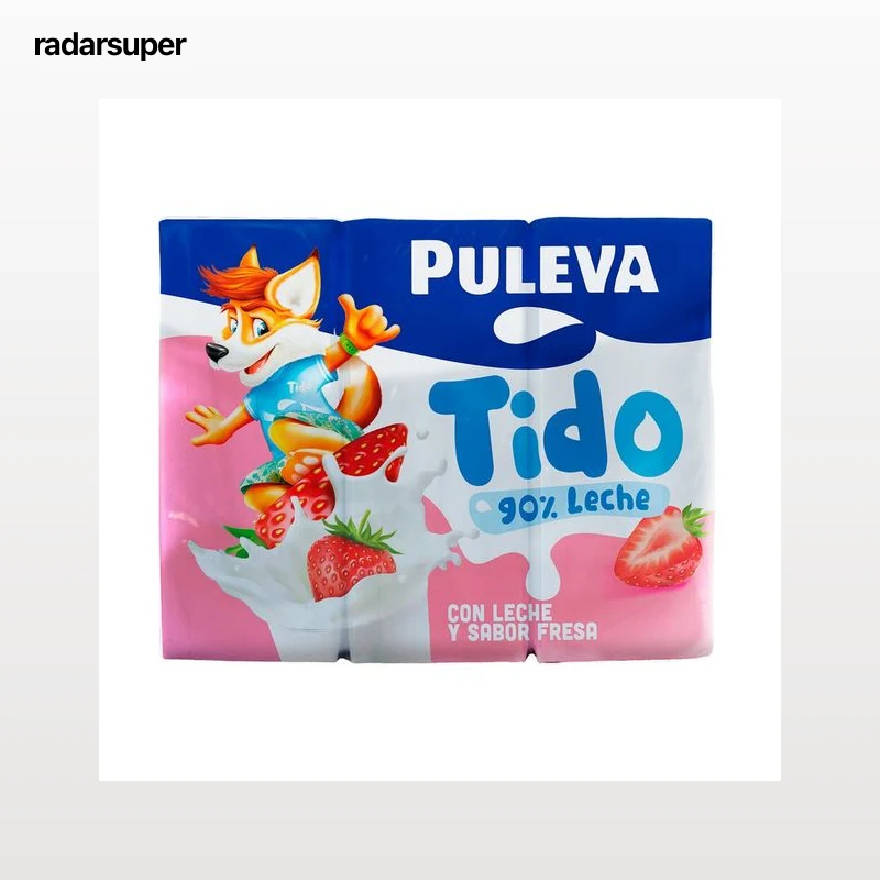 PULEVA Batido con sabor a fresa, elaborado con un 90% de leche PULEVA 6 x 200 ml.