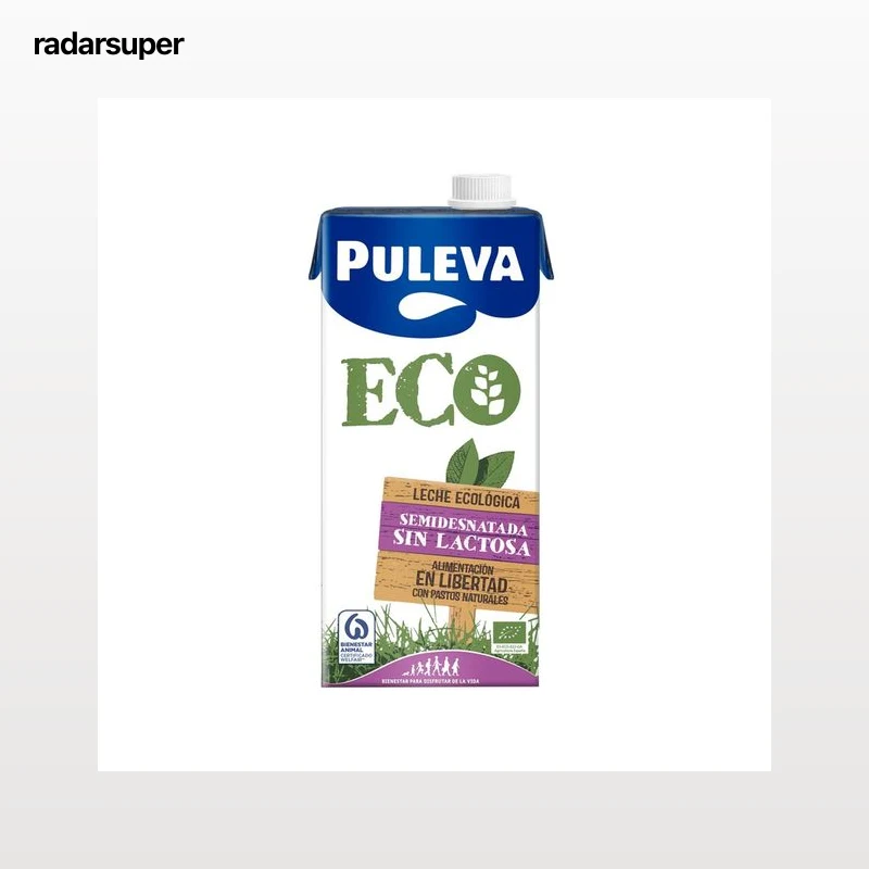 PULEVA Eco  Leche semidesnatada ecológica de vaca, sin lactosa 1 l.