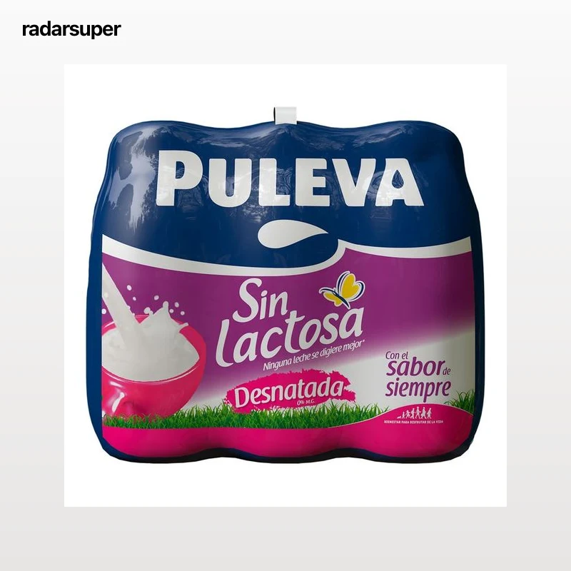 PULEVA Leche desnatada (0% materia grasa) de vaca, sin lactosa  Mañanas ligeras 6 x 1l.