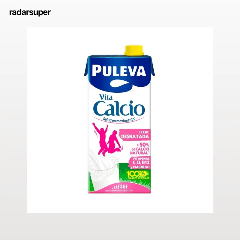 PULEVA Leche desnatada de vaca (0% materia grasa), con un 50% más de calcio natural  Vita calcio 1l.