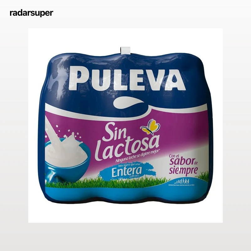 PULEVA Leche entera de vaca, sin lactosa  Mañanas ligeras 6 x 1l.