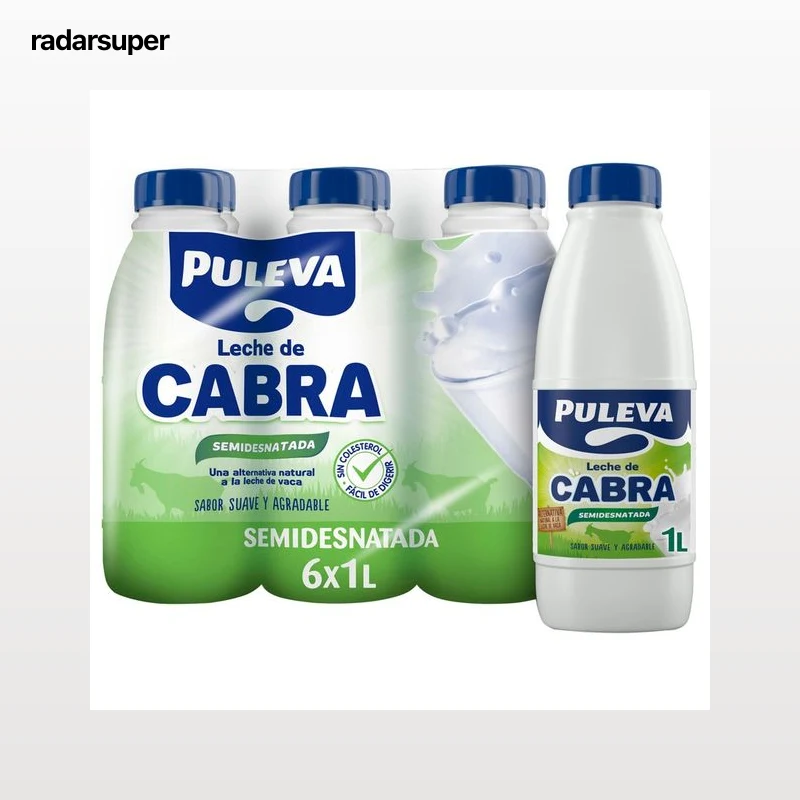 PULEVA Leche semidesnatada de cabra, de sabor suave y agradable  6 x 1 l.