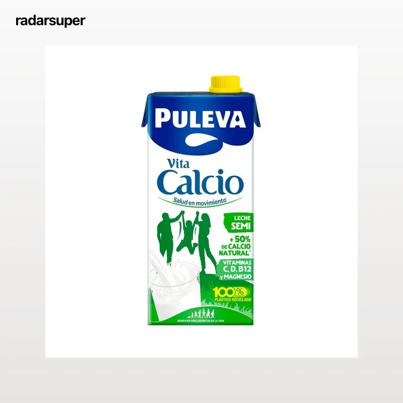 PULEVA Leche semidesnatada de vaca con un 50% más de calcio natural  Vita calcio 1l.