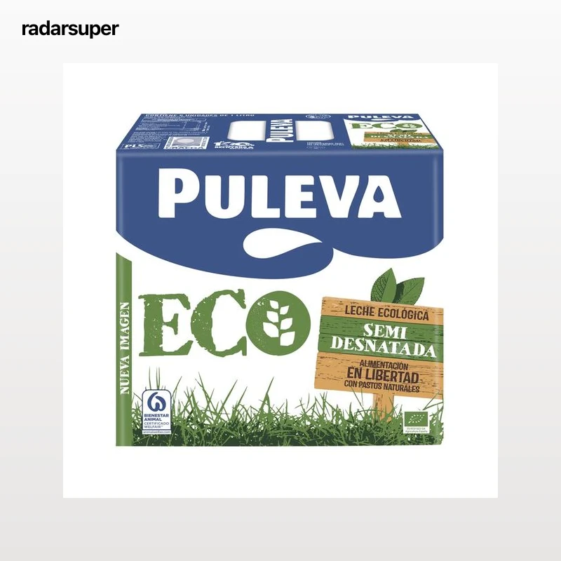 PULEVA Leche semidesnatada de vacas con alimentación ecológica Eco 6 x 1 l.