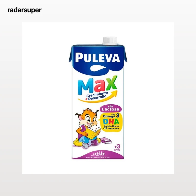 PULEVA Max crecimiento + desarrollo Leche de crecimiento, sin lactosa y enriquecida con Omega 3 1 l.