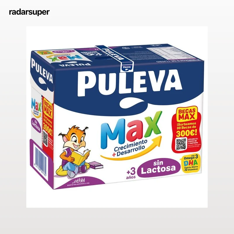 PULEVA Max crecimiento + desarrollo Leche de crecimiento, sin lactosa con Omega 3 a partir 3 años 6 x 1 l.