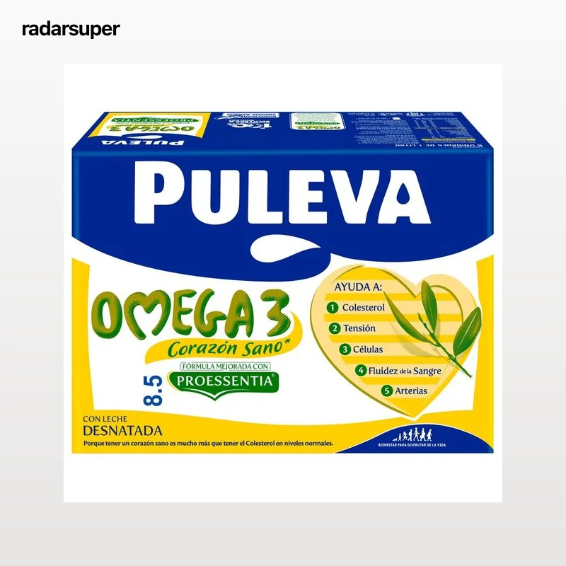 PULEVA Omega 3  Preparado lacteo desnatado, enriquecido con ácido oleico y Omega 3 6 x 1l.
