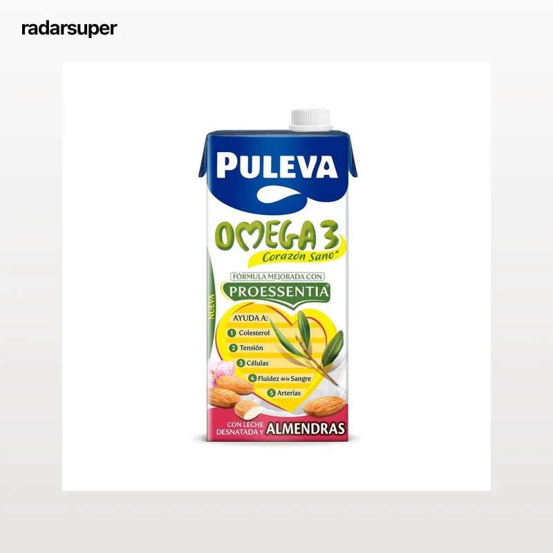 PULEVA  Omega 3  Preparado lácteo desnatado, enriquecido con almendras, ácido oleico y Omega 3 1 l.