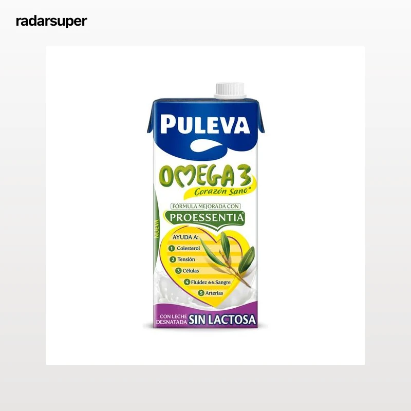 PULEVA Omega 3 Preparado lacteo desnatado, sin lactosa y enriquecido con ácido oleico y Omega 3 1 l.