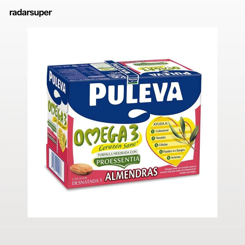 PULEVA Preparado lácteo desnatado, enriquecido con almendras, ácido oleico y Omega 3 Omega  6 x 1l.