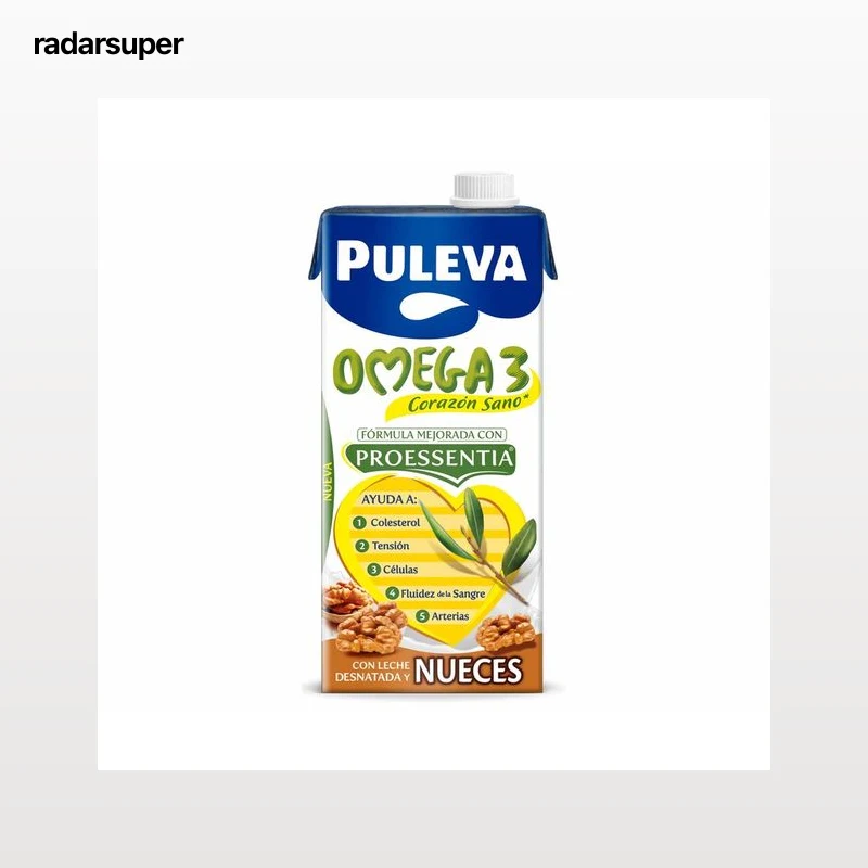 PULEVA Preparado lacteo desnatado, enriquecido con nueces y ácido olecio 3  Omega 3 1 l.