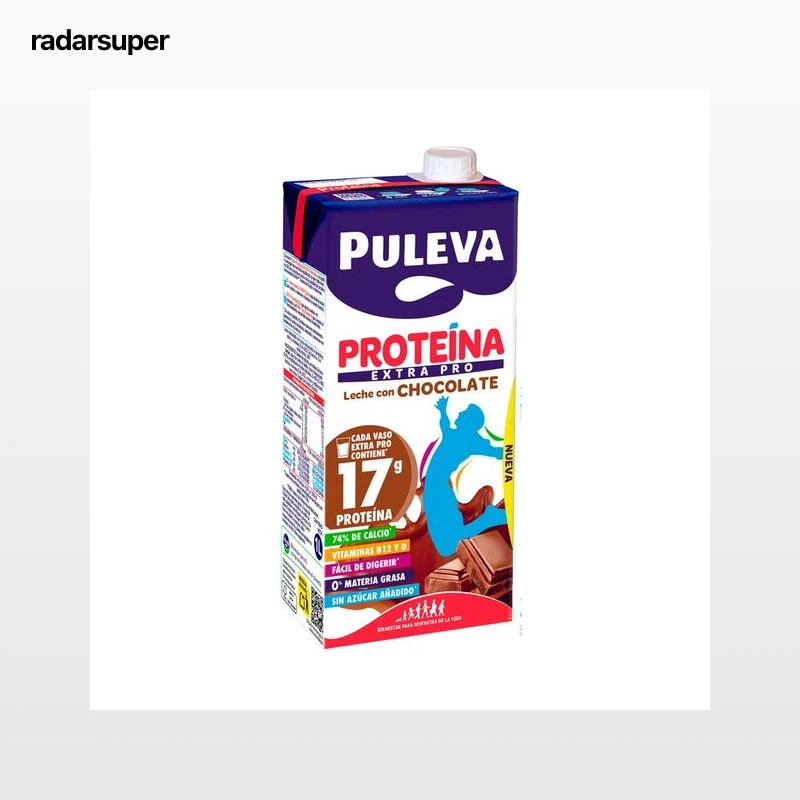 PULEVA Proteína extra pro Leche con chocolate, rica en calcio y proteinas 1 l.