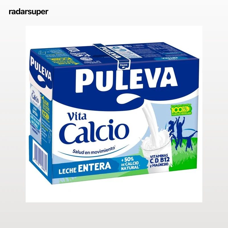 PULEVA Vita calcio Leche entera de vaca con un 50% más de calcio natural 6 x 1l.