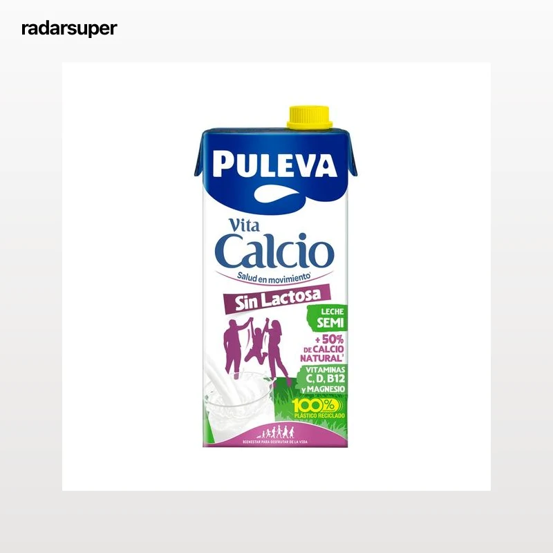 PULEVA Vita calcio Leche semidesnatada sin lactosa, con alto contenido en calcio 1 l.