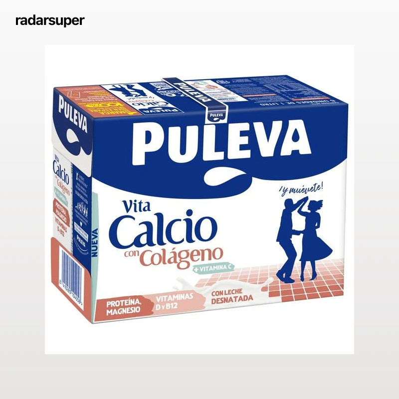 PULEVA Vita Calcio Preparado lácteo desnatado con calcio y colágeno 6 x 1 l.