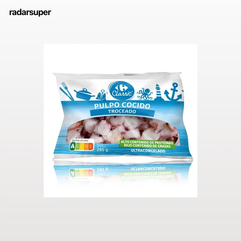Pulpo cocido troceado congelado Carrefour 285 g.