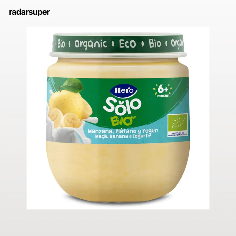Puré de manzana, plátano y yogur 100% ecológica Hero Baby 120 g
