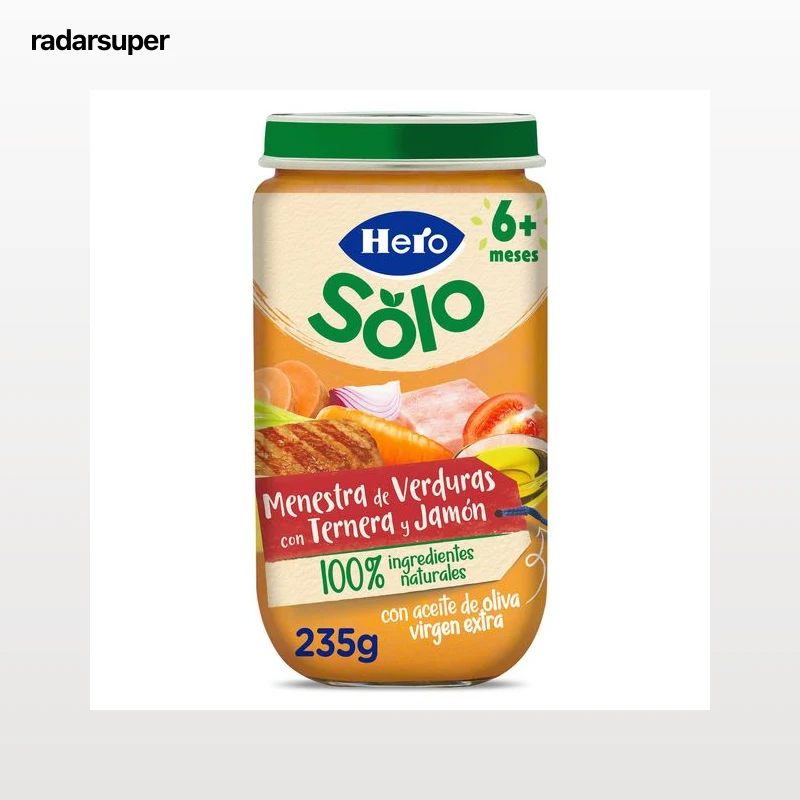 Puré de menestra de verduras con jamón y ternera Hero 235 g