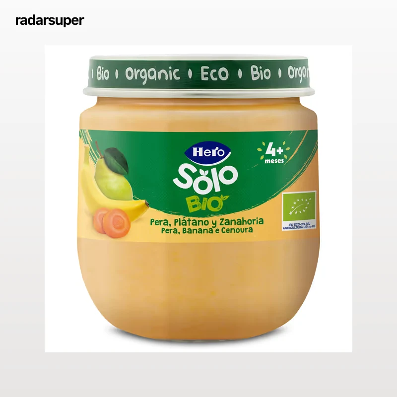 Puré de pera, plátano y zanahoria 100% ecológica Hero 120 g