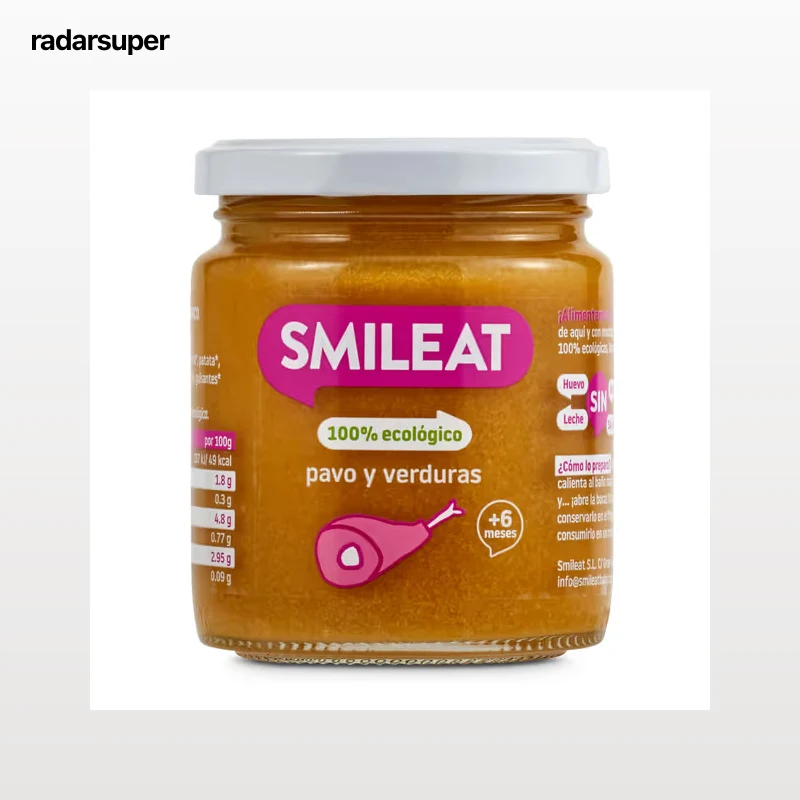 Puré de verduras y pavo 100% ecológico Smileat 230 g