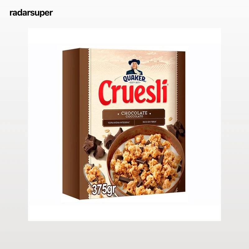 QUAKER Cereales muesli con chocolate Cruesli 375 g.
