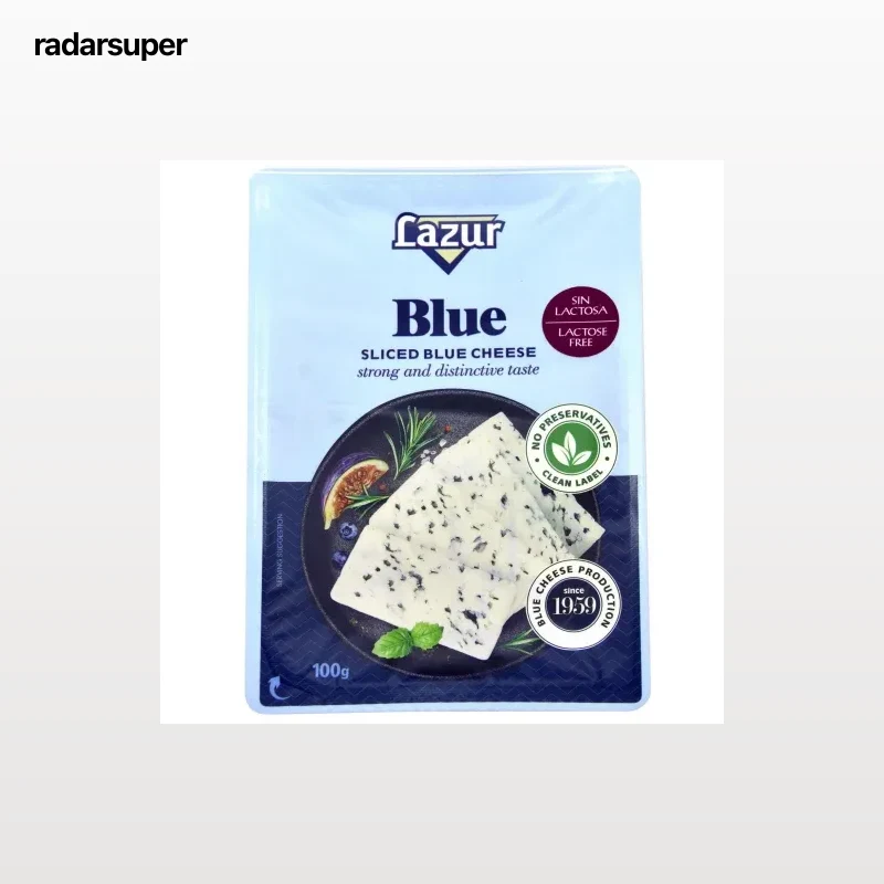 Queso azul en lonchas Blue Lazur sin lactosa 100 g.