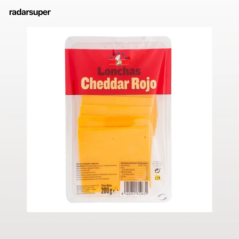 Queso cheddar rojo en lonchas Lafuente 200g
