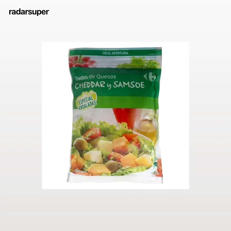 Queso cheddar y samsoe en dados especial ensaladas Carrefour 200 g.