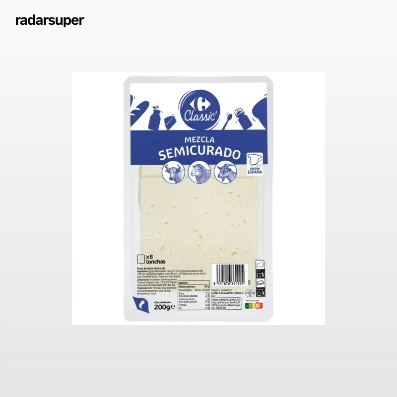 Queso de mezcla semicurado en lonchas Carrefour Classic 200 g