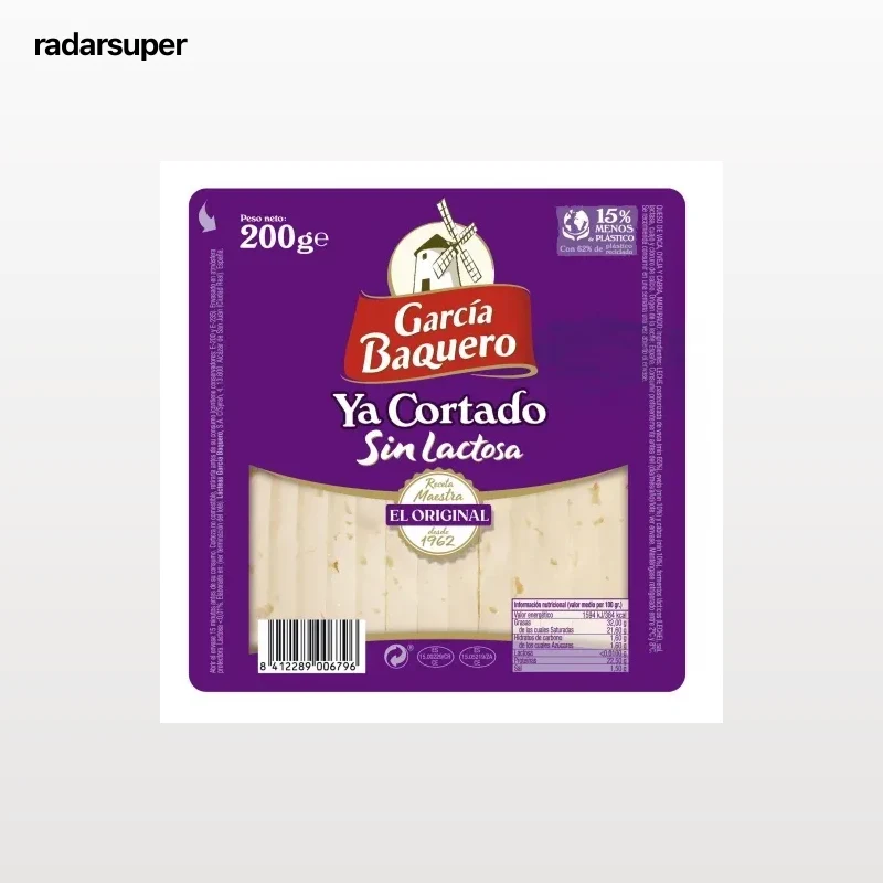 Queso de mezcla semicurado ya cortado García Baquero sin lactosa de 200 g