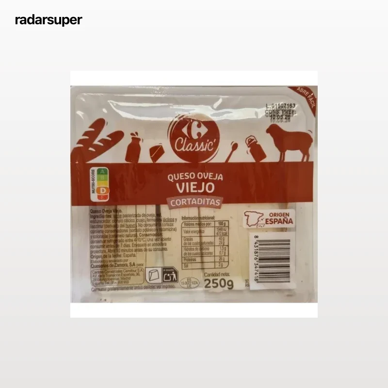 Queso de oveja semicurado Carrefour Classic 250 g.