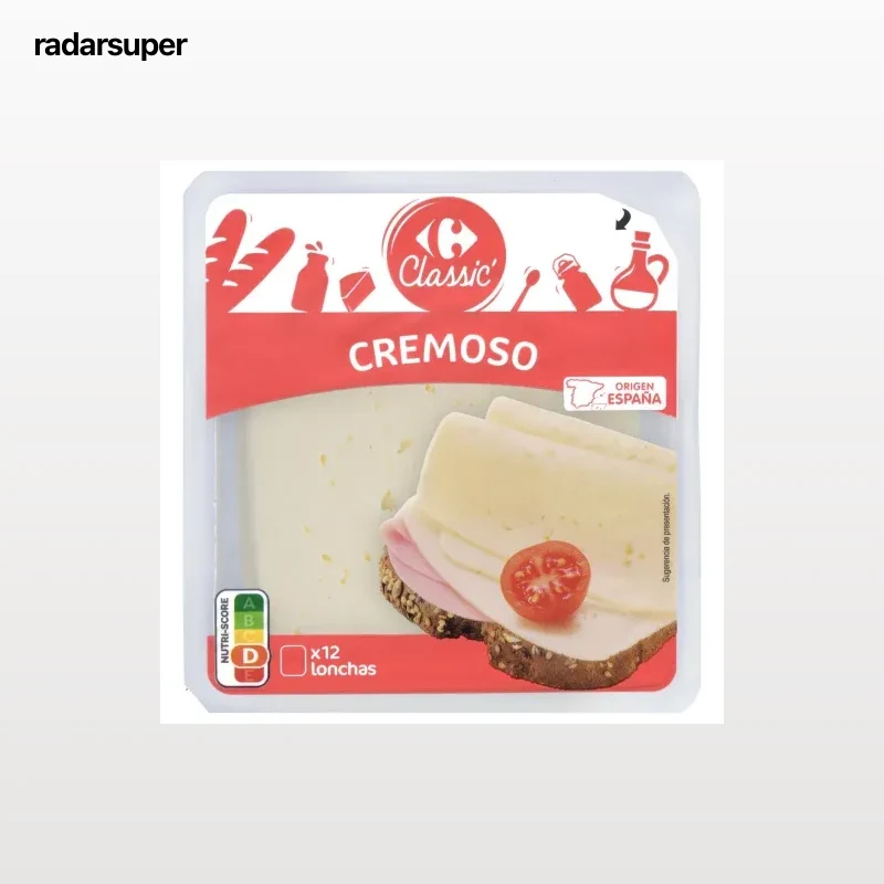 Queso de vaca tierno en lonchas cremoso Carrefour Classic 300 g.