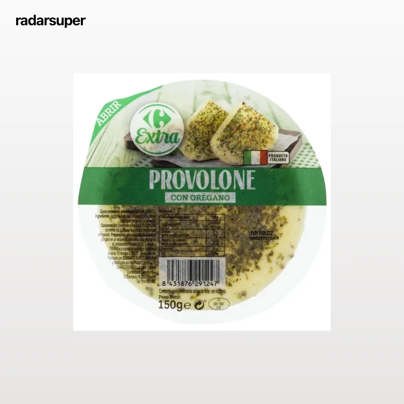 Queso de Vaca Tierno Provolone con Orégano Carrefour Extra pieza de 150 g