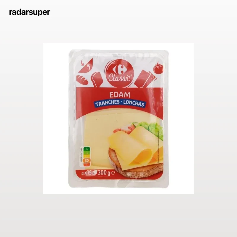 Queso edam en lonchas Carrefour Classic 300 g.