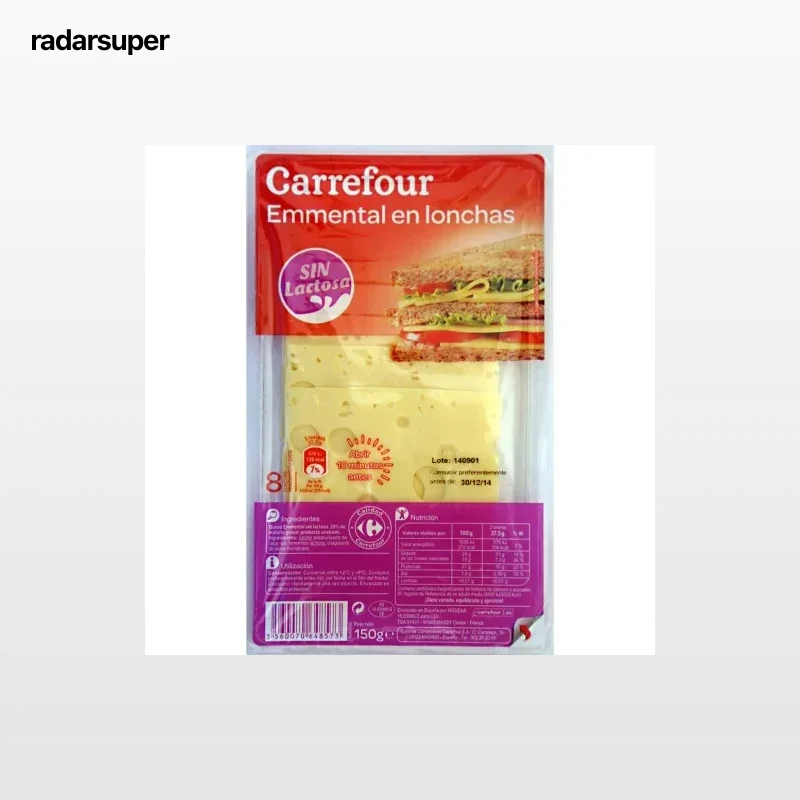 Queso emmental en lonchas Carrefour 150 g.