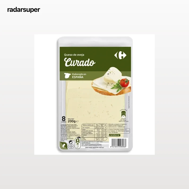Queso en lonchas de oveja Carrefour 200 g.