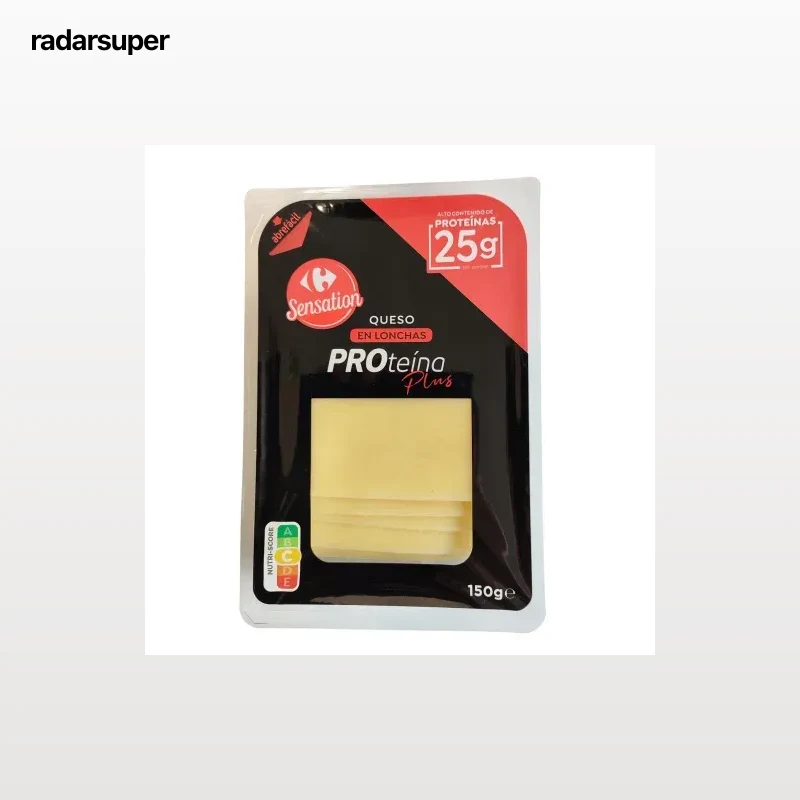 Queso en lonchas Proteína Plus Carrefour Sensation 150 g.