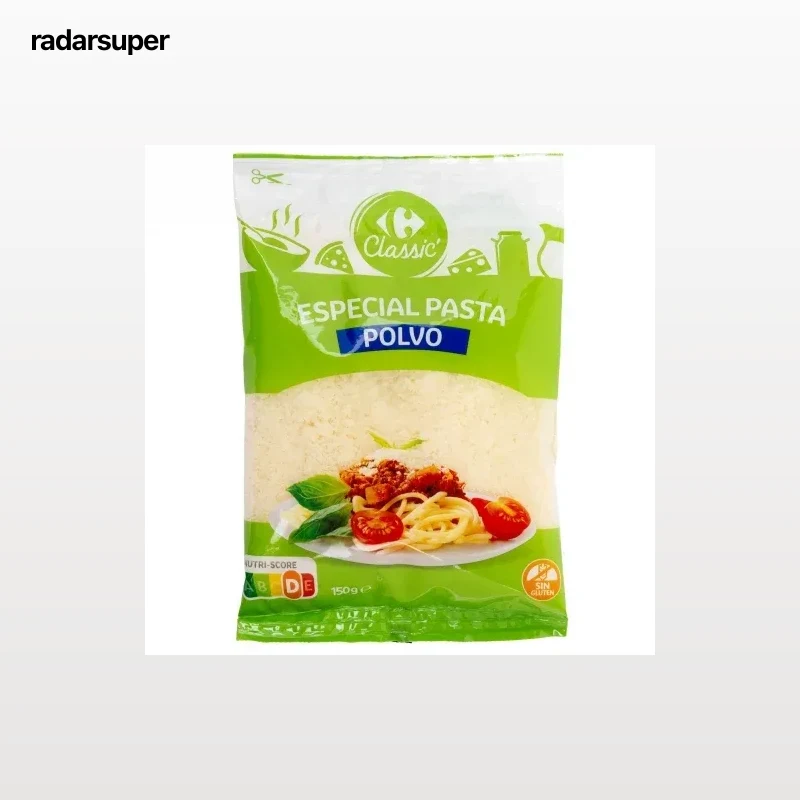 Queso en polvo especial pasta Carrefour Classic sin gluten 150 g.