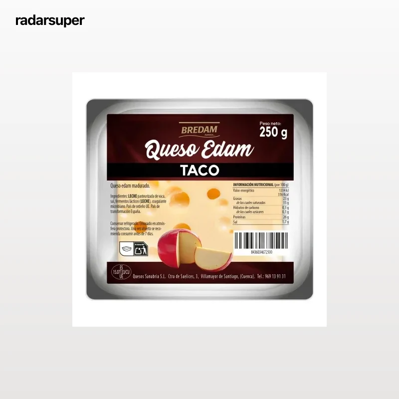 Queso en taco Edam Bredam 250 g.