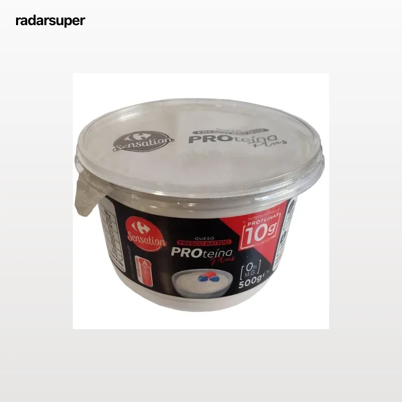 Queso fresco batido desnatado Proteína Plus Sensation Carrefour 500 g.