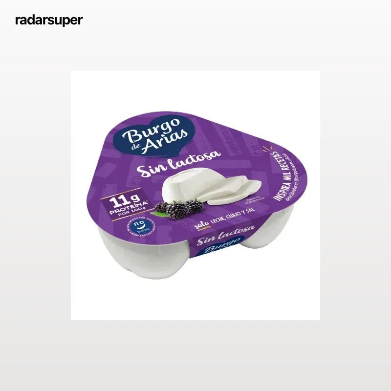 Queso fresco Burgo de Arias sin lactosa pack 3 unidades de 72 g.