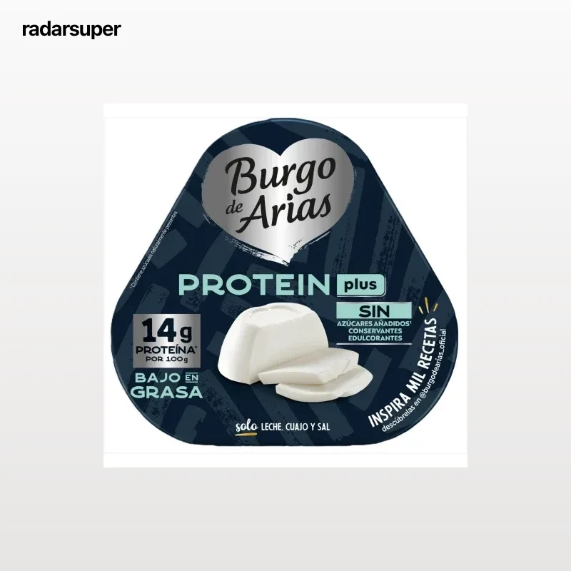 Queso fresco protein plus Burgo de Arias sin gluten pack 3 unidades de 70 g.