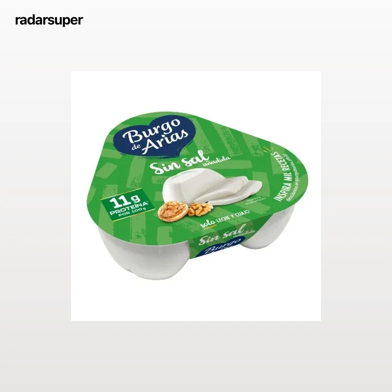 Queso fresco sin sal Burgo de Arias pack de 3 unidades de 72 g.