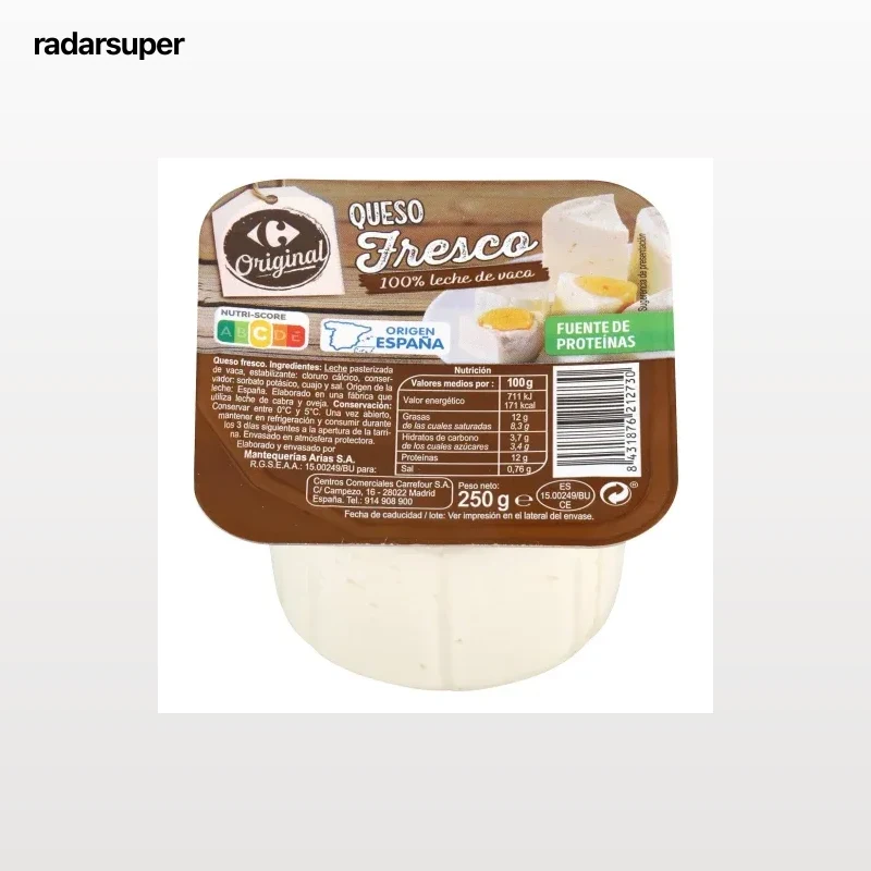Queso fresco tradicional Carrefour 250 g.