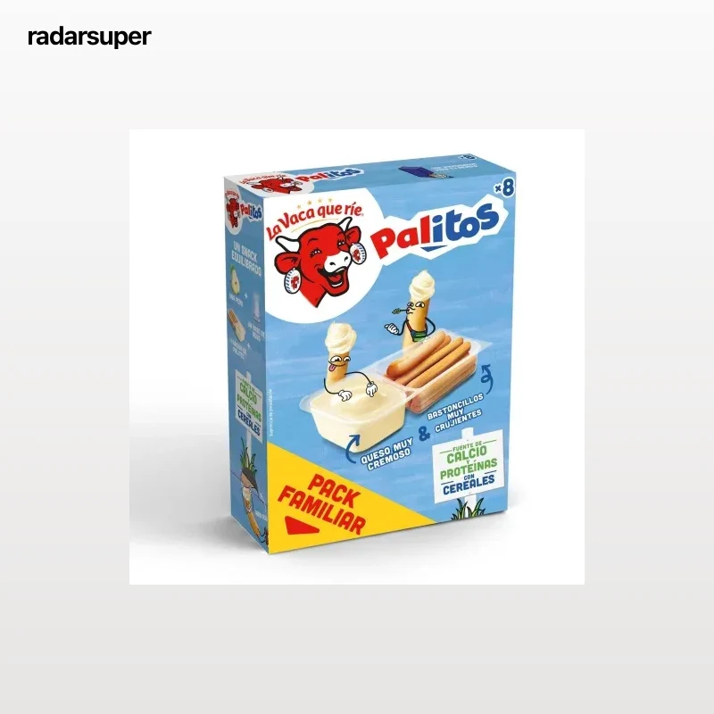 Queso fundido con sticks de pan La Vaca Que Ríe pack de 8 unidades de 35 g.