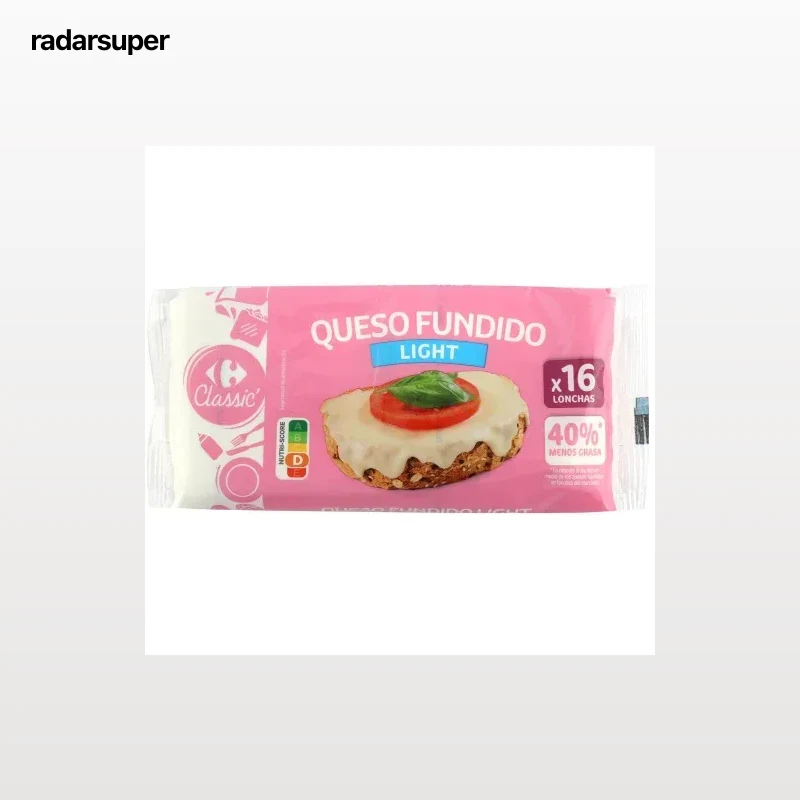 Queso fundido en lonchas light Carrefour 300 g.