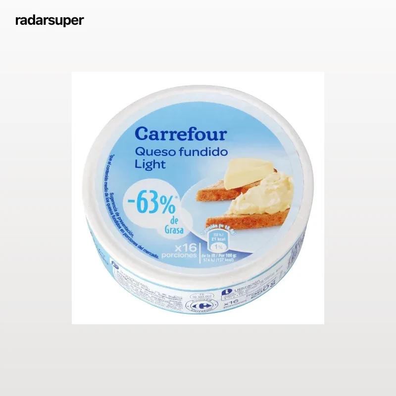 Queso fundido Light porciones 16 ud. Carrefour 250 g.