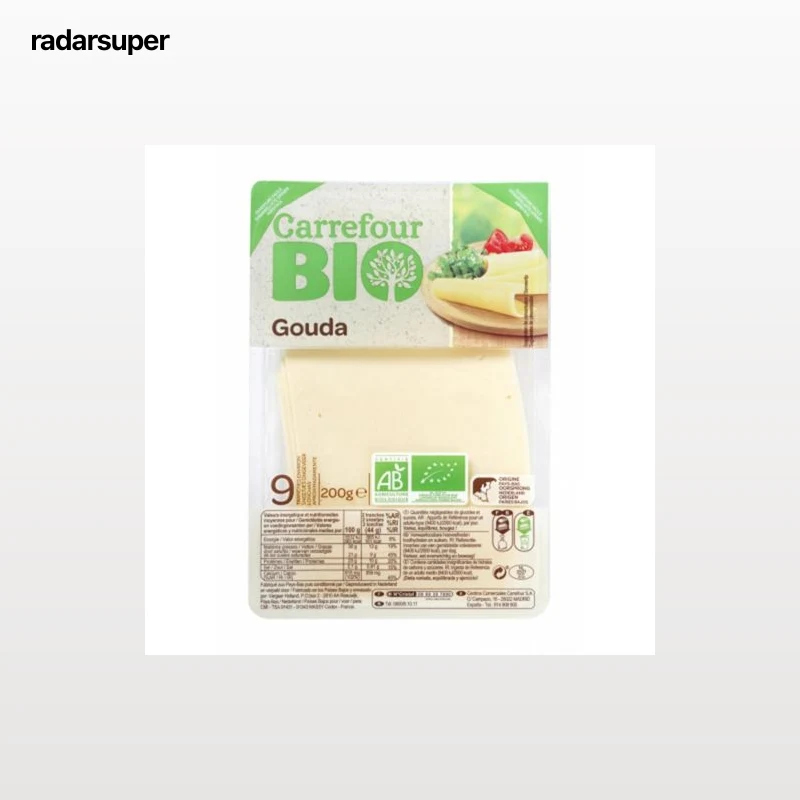 Queso gouda en lonchas ecológico Carrefour Bio 200 g.