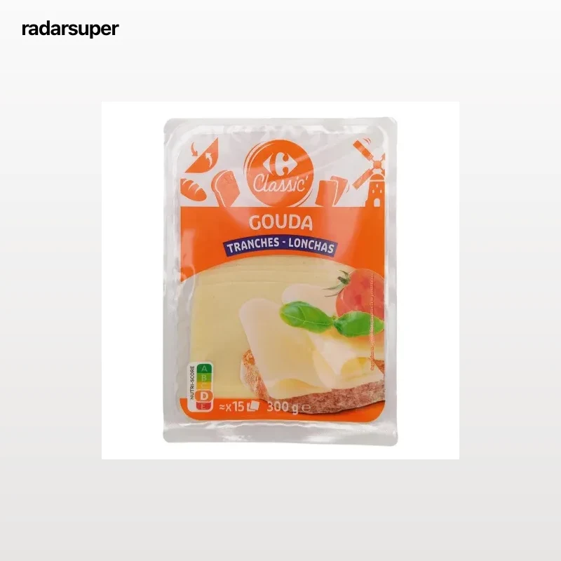 Queso gouda tierno en lonchas Carrefour Classic 300 g.