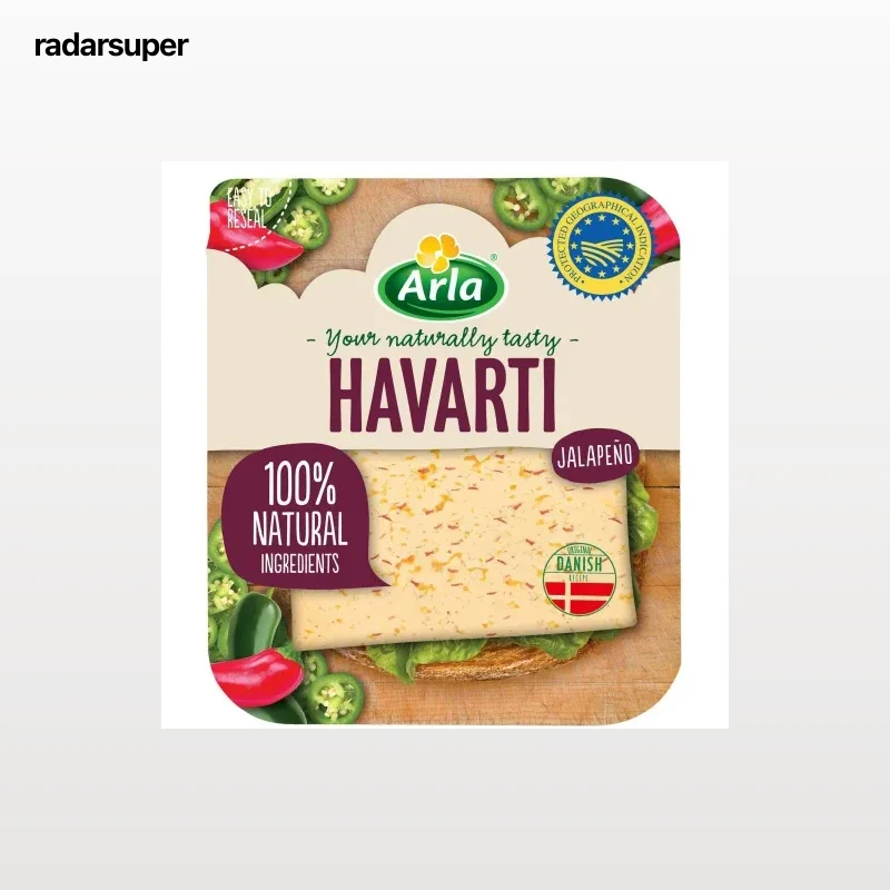 Queso havarti en lonchas con jalapeños Arla 150 g.